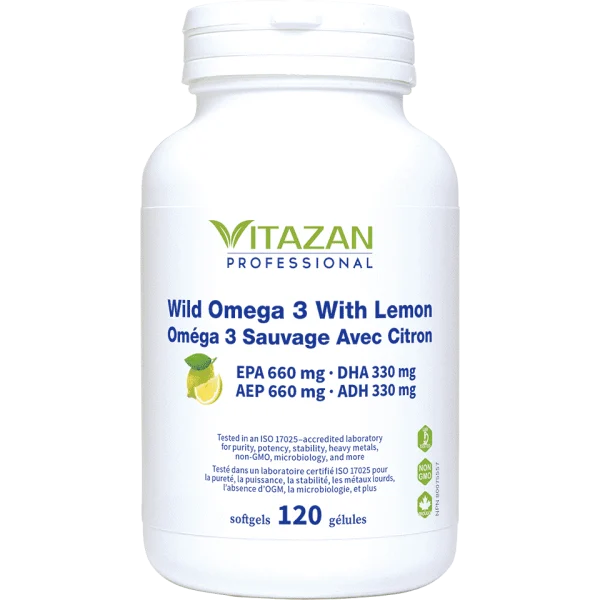 Oméga 3 Sauvage Citron 1414 mg AEP660 ADH330 Vitazan Professional / 120 gélules