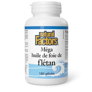 Méga Huile de Foie de Flétan Natural Factors / 180 gélules