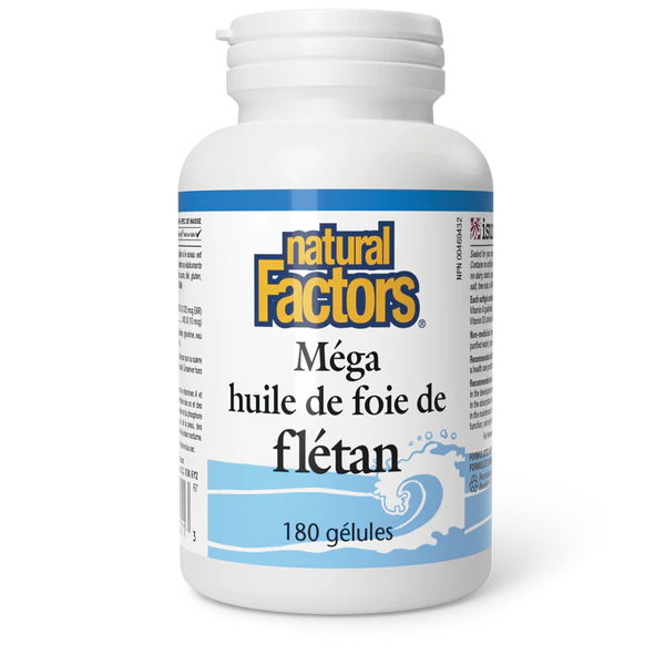 Méga Huile de Foie de Flétan Natural Factors / 180 gélules